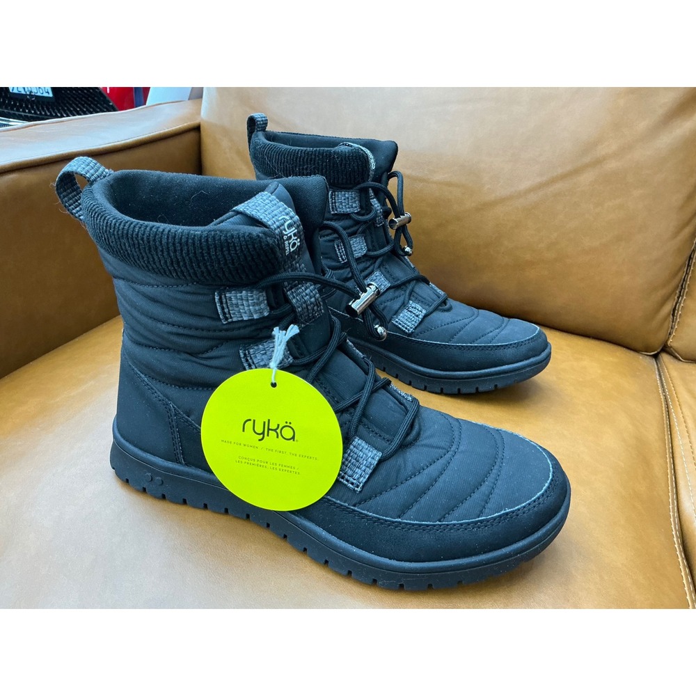 Ryka Sienna Winter Boots Womens 8.5W Black New Quilted Water Repellent Toggle